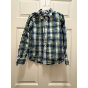 Old Navy Boy's Size M (8) Green Plaid button Down Shirt